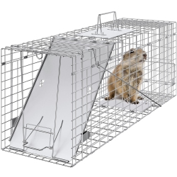 VEVOR 31" X 10" X 12" Live Animal Cage Trap, Humane Cat Trap Galvanized Iron, Folding Animal Trap \w Handle for Rabbits, Stray Cats, Squirrels