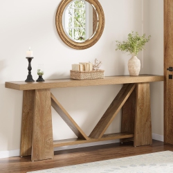 TRIBESIGNS 70.9-Inch Extra Long Console Entryway Table, Wood Narrow Sofa Table Behind The Couch