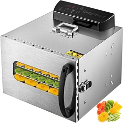 GREEN SCENIC Stainless Steel Food Dehydrator With Digital Led Control, 6 Trays & 400W Fan – Fda/ce Certified for Jerky, Fruits, Herbs, And Veggies