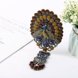 GREEN SCENIC Vintage Handheld Mirror, Dressing Mirror, Antique Folding Peacock Travel Handheld Mirror, Adjustable Embossed Portable Handheld Mirror