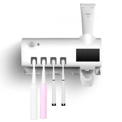 MYACUC Solar Energy Uv Light Toothbrush Sterilizer Toothbrush Holder Automatic Toothpaste Squeezers Dispenser for Home Bathroom