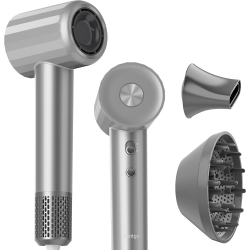 FENTGO High-Speed Ionic Hair Dryer, 110, 000 Rpm Brushless Motor, 1500W, 4 Temps/2 Speeds, With Diffuser, Thermo-Control for Fast Drying – In Grey