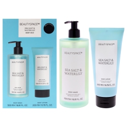 BEAUTYSPACE Beauty Space Body Duo - Sea Salt And Waterlily By for Unisex - 2 PC 16.91OZ Body Wash, 6.76OZ Body Lotion