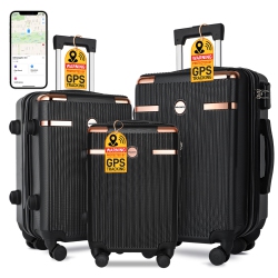IMGADGETS Go Luggage Set (3 PC) | Hard Side Lightweight & Durable Abs Polycarbonate | 360° Spinner Wheel | Tsa-Approved Lock | 3 Gps Smart Tags