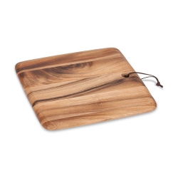 ABBOTT Square Acacia Wood W/strap-12"sq Serving & Charcuterie Tray, Rustic Kitchen Decor, Cheese Or Bread Cutting Board