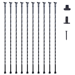 VEVOR 44" X 1/2" Staircase Metal Balusters, Galvanized Steel Decorative Banister Spindles, 10 Pack Deck Baluster \w Hollow Twists, Black Spiral Stair