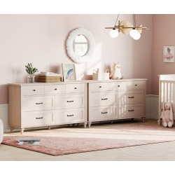 WAMPAT Dresser Set \w 14 Drawers for Bedroom, 2-In-1 Kids Dresser for Nursery Kids Room, Mid Century Modern Chests & Dressers, Wide Organizer For