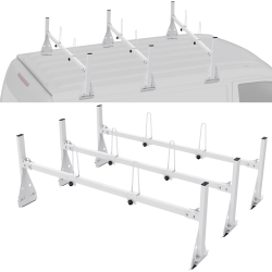 VEVOR 59" Trailer Ladder Rack, Adjustable Roof Rack, 3 Crossbars Van Roof Ladder Rack \w Straps, 800 Lbs Capacity, Fit for Chevrolet Express 1500