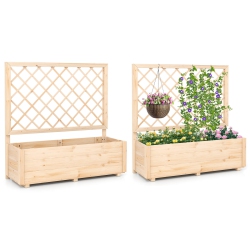 COSTWAY 1/2 PCs 40" Wooden Raised Garden Bed With Lattice Trellis for Climbing Vine Flower