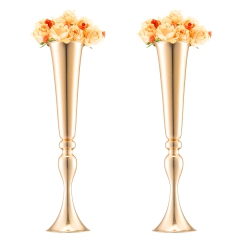 VEVOR 2PCs 56Cm/22.05” Tall Wedding Flower Vase, Metal Wedding Trumpet Centerpiece Floral Stand for Tables Wedding Dinner Party, Anniversary