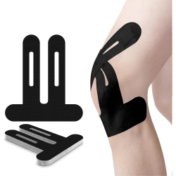 MYACUC 20PCs Precut Kinesiology Tape for Knees, Elastic Knee Support & Stability, Pain Relief, Waterproof Breathable Hypoallergenic Athletic Tape-Black
