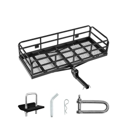 VEVOR 60" X 24" X 14", Hitch Cargo Carrier, 500 Lbs Capacity Hitch Cargo Carrier \w Anti-Rattle Hitch Stabilizer, Folding Hitch Mount Cargo Carrier