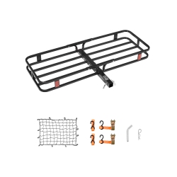 VEVOR 53" X 19" X 5", Hitch Cargo Carrier, 500 Lbs Capacity Hitch Cargo Carrier \w Hitch Stabilizer & Ratchet Straps, Folding Hitch Mount Cargo