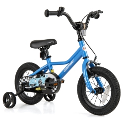 COSTWAY 12"/14"/16"/18" Kids Training Bike With Removable Training Wheels Pneumatic Tires Navy/black