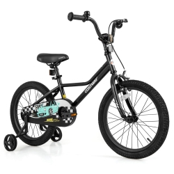 COSTWAY 12"/14"/16"/18" Kids Training Bike With Removable Training Wheels Pneumatic Tires Navy/black