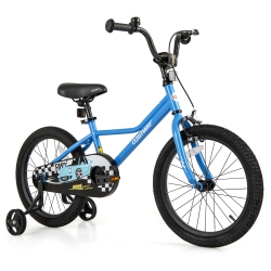 COSTWAY 12"/14"/16"/18" Kids Training Bike With Removable Training Wheels Pneumatic Tires Navy/black