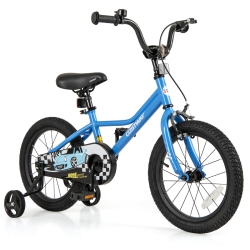 COSTWAY 12"/14"/16"/18" Kids Training Bike With Removable Training Wheels Pneumatic Tires Navy/black