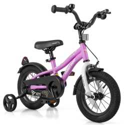 COSTWAY 12"/14"/16"/18" Kids Bike for 3-4 Years Old Boys & Girls With Adjustable Seat Handbrake Reflectors Blue/purple/red