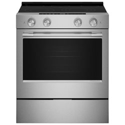 KitchenAid 30" 5.3 Cu Ft Fan Convection Slide-In Electric Air Fry Range (YKSES330SPS) -PrintShield Stainless Finish