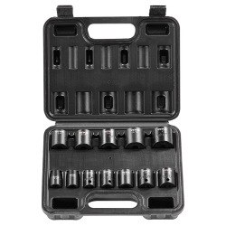 VEVOR 3/8" Drive Impact Socket Set, 12 Piece Shallow Socket Set Sae 5/16"-1", 6 Point Cr-Mo Alloy Steel for Auto Repair, Easy-To-Read Size Markings
