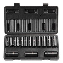 VEVOR 3/8" Drive Impact Socket Set, 15 Piece Deep Socket Set Metric 8-22Mm, 6 Point Cr-Mo Alloy Steel for Auto Repair, Easy-To-Read Size Markings