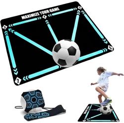 MYACUC Non-Slip Football Footstep Training Mat And Soccer Kick Trainer Belt to Enhance Your Soccer Skills for Kids And Teens