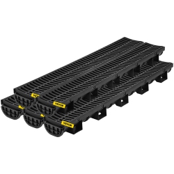 VEVOR 5.7X3.1-Inch HDpe Drainage Trench, Channel Drain \w Plastic Grate Plastic Garage Floor Drain, 5X39 Trench Drain Grate, \w 5 End Caps, For