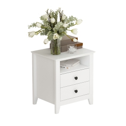 FAMAPY 2-Drawer Nightstand, Modern Bedside Table With Matte Black Handles for Bedroom And Living Room (19.7" W X 15.7" D X 21.7" H), In White