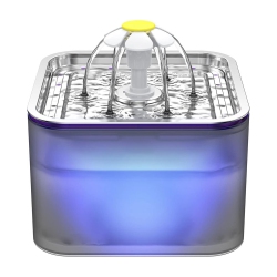 GREEN SCENIC 3-Liter Stainless Steel Cat Water Fountain - Triple Filtration, Three Flow Modes, Led Light, Fresh Water, Easy to Clean