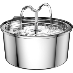 GREEN SCENIC 3.2L Round Stainless Steel Horn Tube Pet Water Dispenser - Large Capacity, Ultra-Quiet, Double Filtration, Two Drinking Modes, Suitable