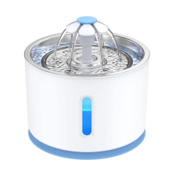 GREEN SCENIC 2.4L Stainless Steel Pet Drinking Fountain - Led Light, 3 Flow Modes, Ultra-Quiet Pump, Energy-Saving Multi-Filtration System