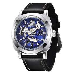 PRIME MADE Benyar - Mechanical Men's Automatic Watch | Montre Homme | Leather Strap | Golden Movement | 45MM Skeleton Dial | Water And Scratch