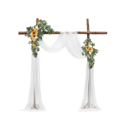 VEVOR 1 PCs Artificial Wedding Arch Flowers Kit, Yellow Arch Flowers \w Drapes Kit (Pack Of 3) - 2 PCs Floral Arrangement, Sheer Drapes, for Ceremony