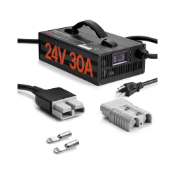 VEVOR 30A Forklift Battery Charger, 24V, Smart Fully-Automatic Lead-Acid Battery Charger, 24 Volt Trickle Charger \w Anderson Plug, Cooling Fan, Oled