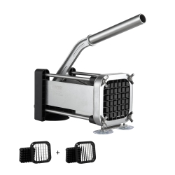 VEVOR French Fry Cutter, Potato Slicer \w 1/2-Inch And 3/8-Inch Stainless Steel Blades, Manual Potato Cutter Chopper \w Suction Cups, Great For