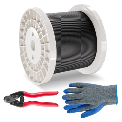 VEVOR 1/8" 500 Ft 316 Stainless Steel Cable \w Cutter And Gloves, 1600 Lbs Breaking Strength, 7X7 Strands Core Marine Aircraft Grade for Handrail
