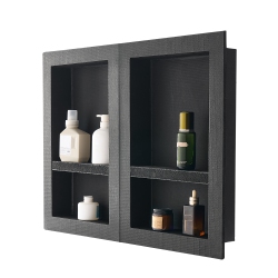 VEVOR 16 X 24 Inch + 16 X 24 Inch Recessed Wall Niche \w Movable Shelf, 4 Inch Thick Soap&shampoo Storage Organizer, Square Corners, Sealed