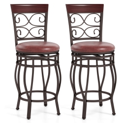 COSTWAY Set Of 2/4 Vintage Swivel Bar Stools 26" Bistro Upholstered Dining Chairs In Black