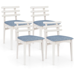 COSTWAY Dining Chairs Set Of 2/4 With Rubber Wood Frame Padded Seat & Open Ladder Low Back