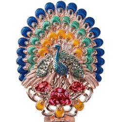 GREEN SCENIC Vintage Handheld Mirror, Dressing Mirror, Antique Folding Peacock Travel Handheld Mirror, Adjustable Embossed Portable Handheld Mirror