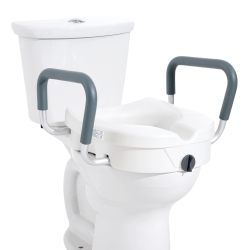 VEVOR Raised Toilet Seat, 5" Height Raised, 350 Lbs Weight Capacity, for Round And Elongated Toilet, Twist Lock Installation, 19.1"-21.7" Adjustable