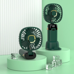 GREEN SCENIC Multi-Angle USB Table Fan \w Mobile Phone Holder - Portable Handheld/table Fan \w Adjustable Speed, Led Display, 3-6 Hours Battery Life