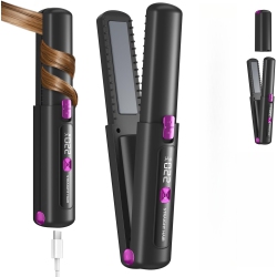 MYACUC Mini Hair Straightener, Cordless Hair Straightener for Travel, Portable Travel Straightener And Curler, USB Rechargeable Mini Flat Iron, Lcd