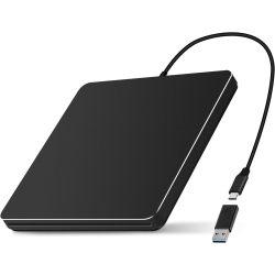 VECELOLIBILIS External DVD Drive, USB C CD Burner Portable +/-Rw DVD Player, Slot-In CD DVD External Drive for Laptop PC Desktop Mac Windows Macbook