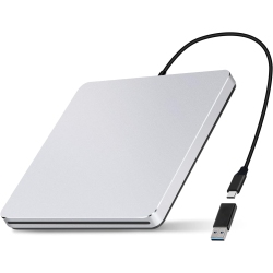 VECELOLIBILIS Nolyth External DVD Drive, USB C CD Burner Portable +/-Rw DVD Player, Slot-In CD DVD External Drive for Laptop PC Desktop Mac Windows