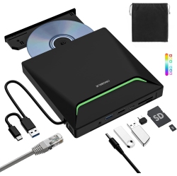 VECELOLIBILIS External CD DVD +/-Rw Drive USB 3.0 Type C, Portable CD/dvd Player CD Rom Disk Drive for Laptop Desktop PC Imac Macbook Pro/air Windows