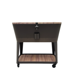 PERMASTEEL - 80Qt Patio Cooler - Tapered - Wood Grain - Trim In Brown