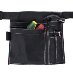 GREEN SCENIC Multifunctional Tool Thickened Multi-Pocket Canvas Waist Bag Garden Pruning Special Storage Waist Hanging Hardware Tool Bag - In Black