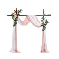 VEVOR Artificial Wedding Arch Flowers Kit Wedding Arch Flowers \w Drapes Kit (Pack Of 4) - 2 PCs Floral Arrangement, 2 PCs Sheer Drapes, For