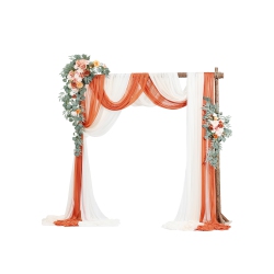 VEVOR Artificial Wedding Arch Flowers Kit Wedding Arch Flowers \w Drapes Kit (Pack Of 5) - 2 PCs Floral Arrangement, 3 PCs Sheer Drapes, For